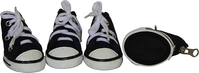 Casual Canvas Year-Round Dog Shoes Sneakers - Paw Protectors with Laced Support - Set of 4 Pet Shoes