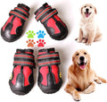 Dog Boots for Dogs Non-Slip, Waterproof Dog Booties for Outdoor, Dog Shoes for Medium to Large Dogs 4Pcs with Rugged Sole Black-Red